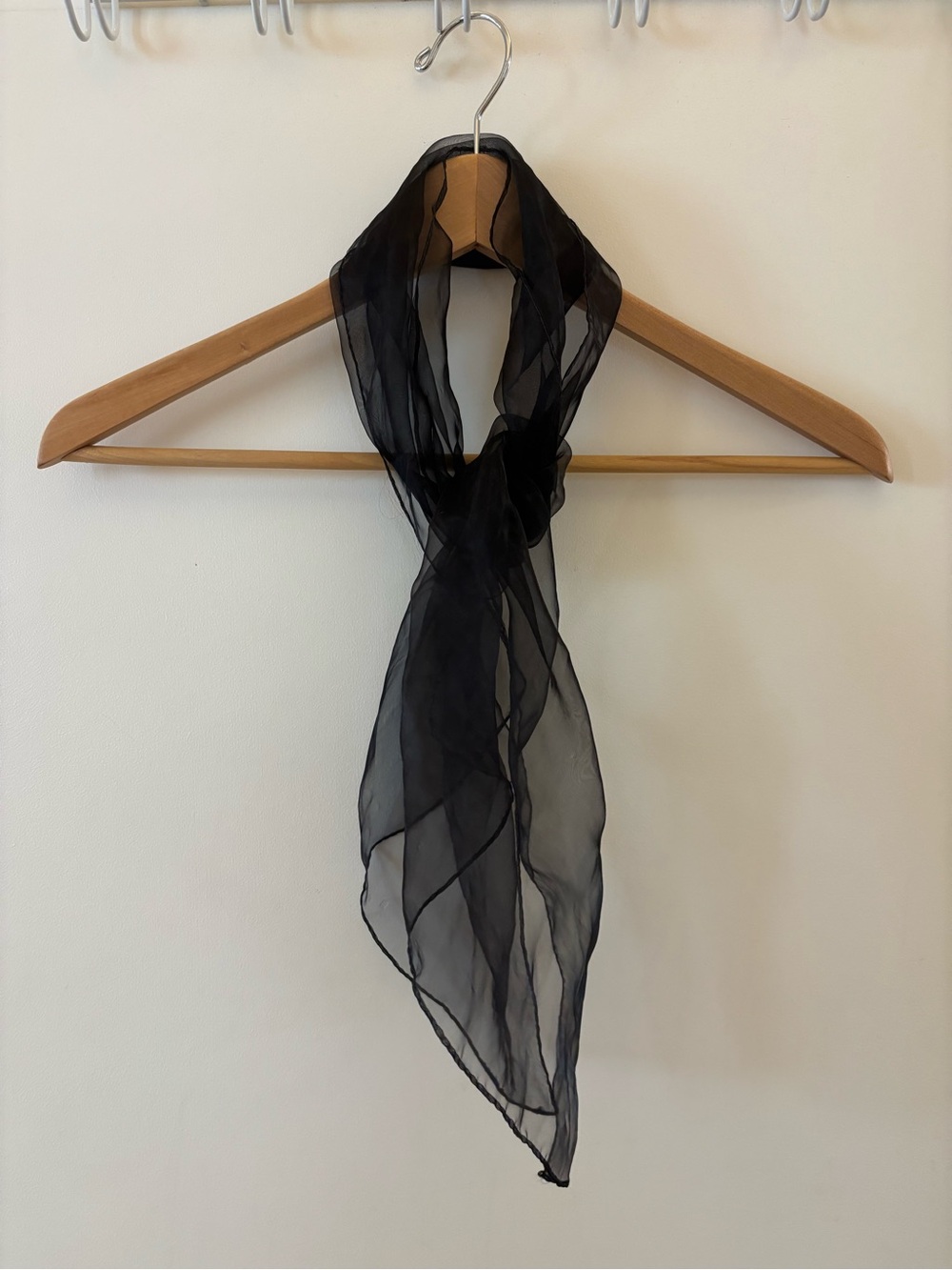 Vintage Sheer Black Chiffon Scarf | Lightweight